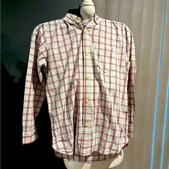GAP Boys XXL Long Sleeve Red & White Plaid Button Up Lightweight Flannel Shirt - Picture 2 of 9